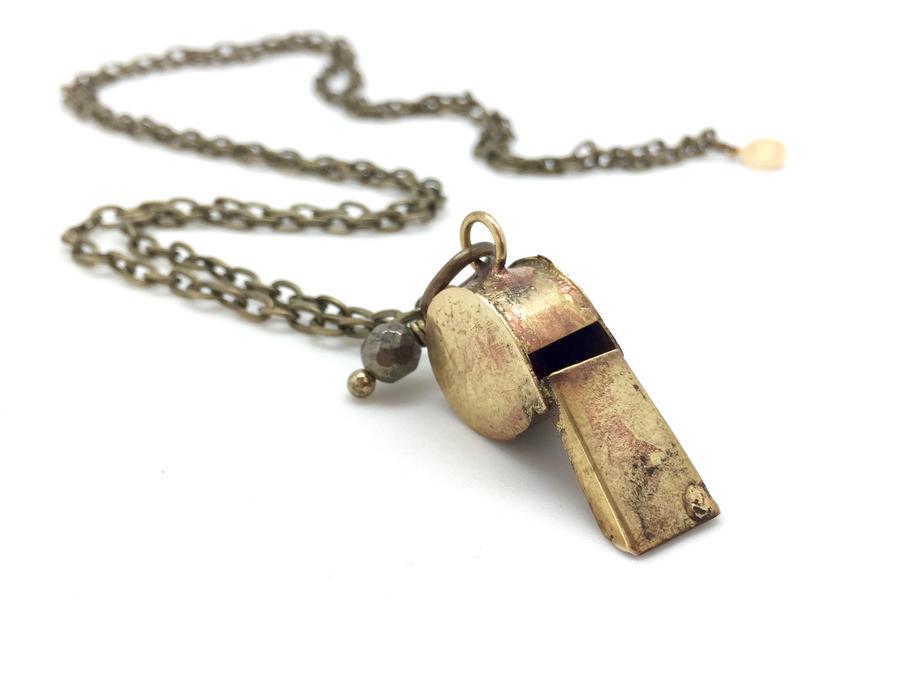 Brass Mini Whistle Necklace