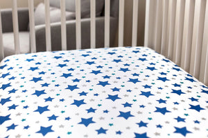 Organic Crib Sheet Blue Stars