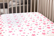 Organic Crib Sheet Pink Stars